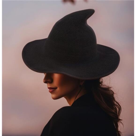 Women's Wool Knitted Halloween Witch Hat - Cap for Party - Picture 4 of 7